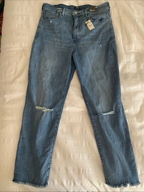 Express Women's Light Blue Distressed Boyfriend Jeans